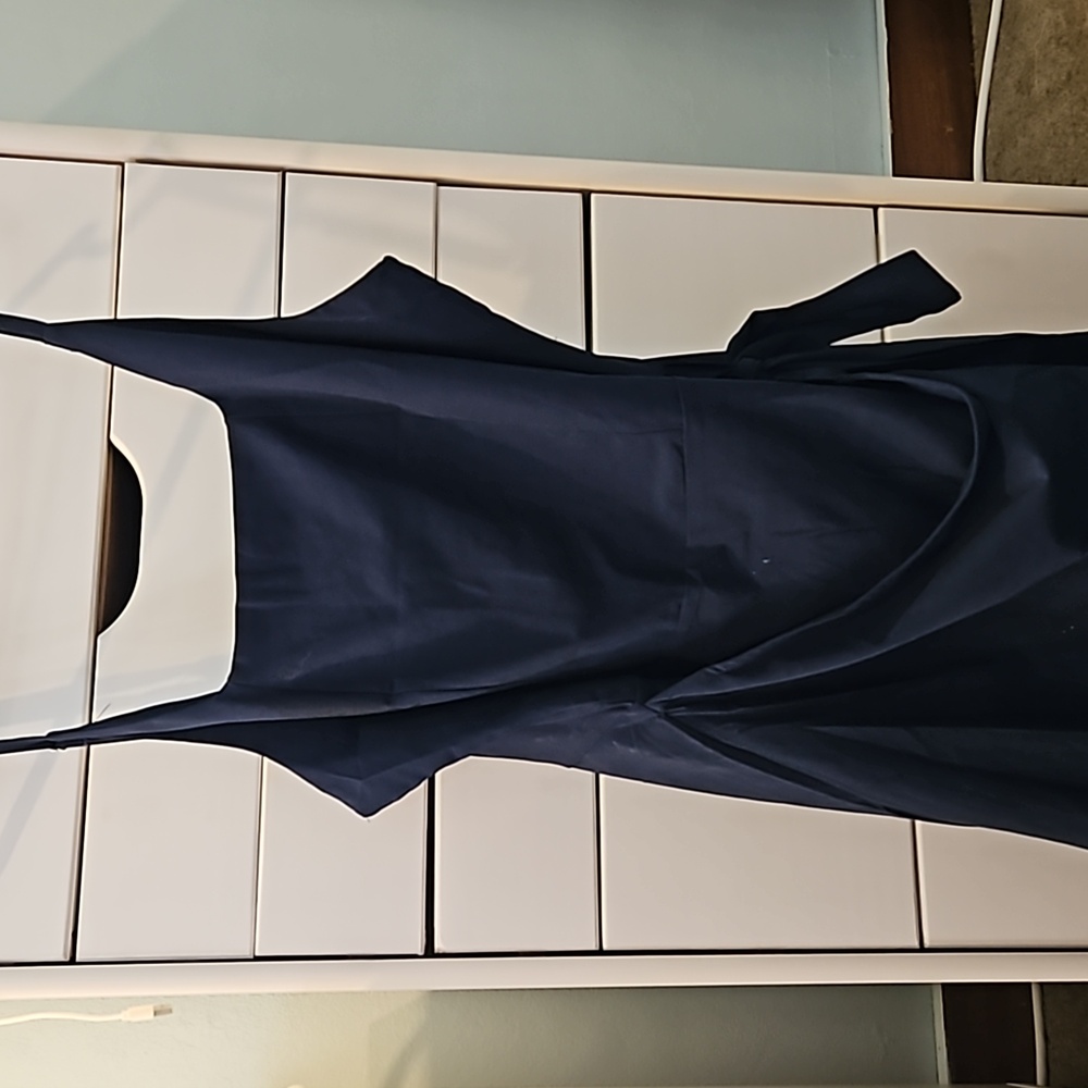 Navy blue ruffle hem wrap dress - Picture 6 of 8